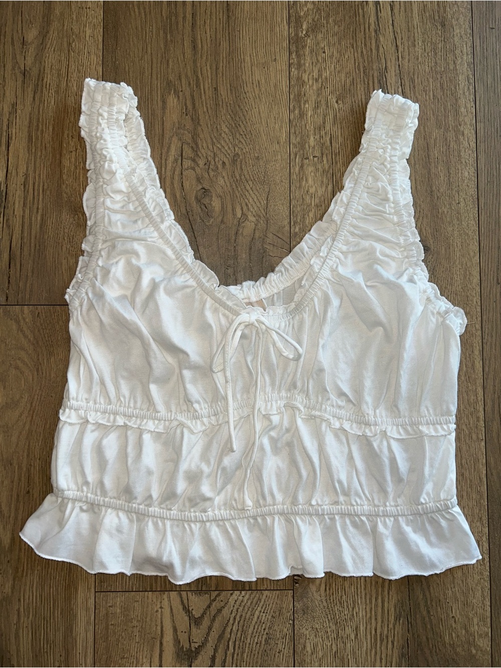 Universal Thread White Ruffle Tank Top with Tie Front